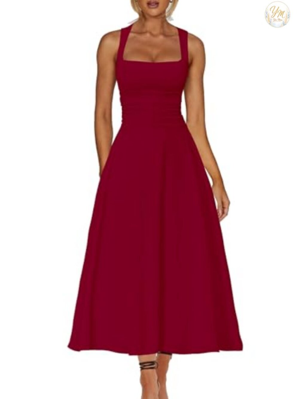 Elegant Corset A-Line Formal Maxi Dress Sleeveless Square Neck